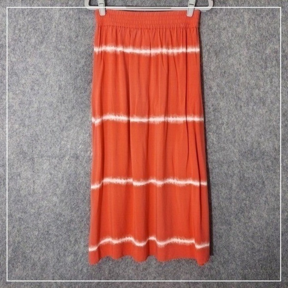 Chicos Maxi Skirt 0 S petite Pink Stripe Pull On Resort Vacation Knit Stretch